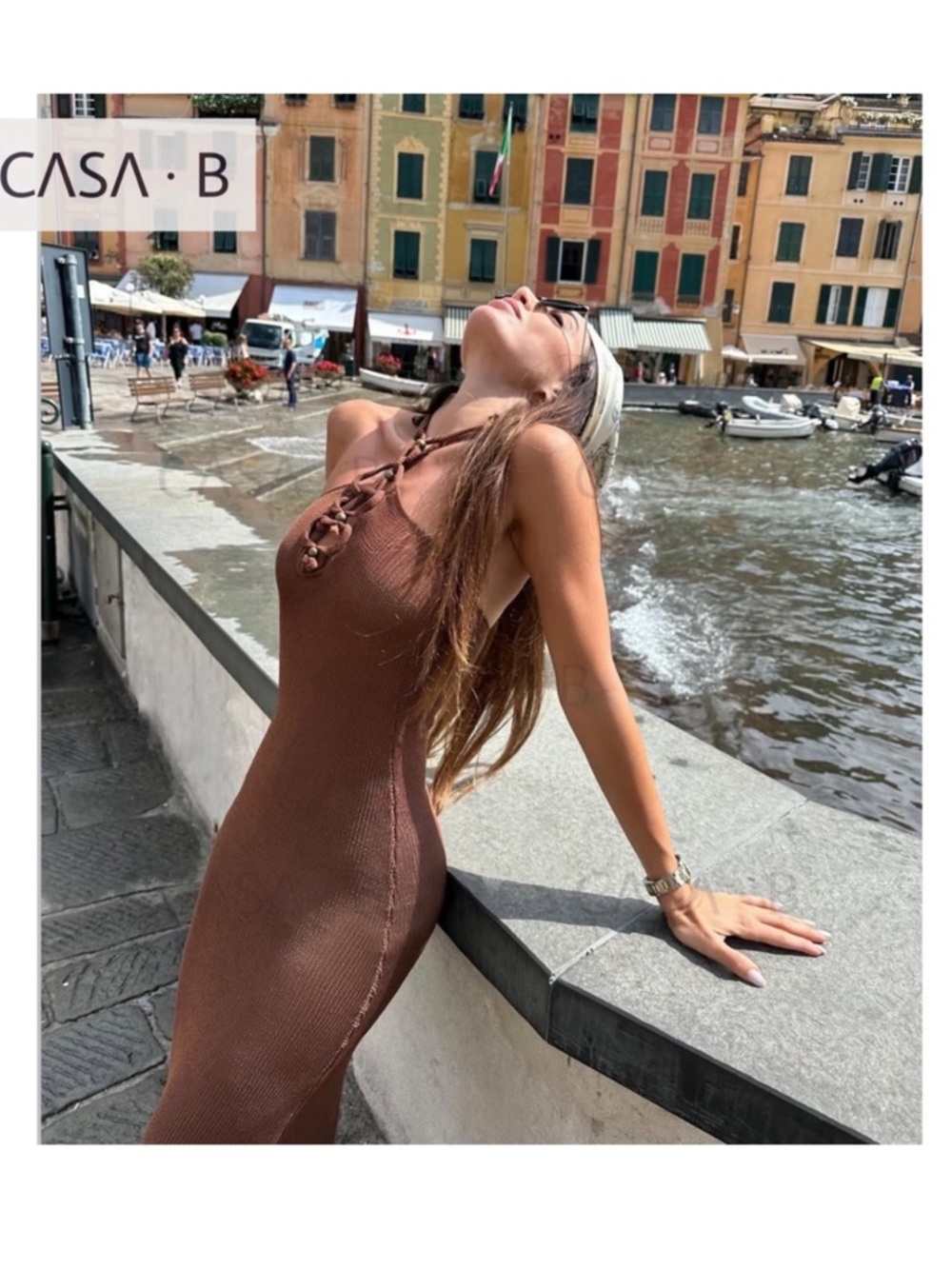 SOON to CASA B | Cocoa Veil Beaded Halter Sheer Maxi Dress